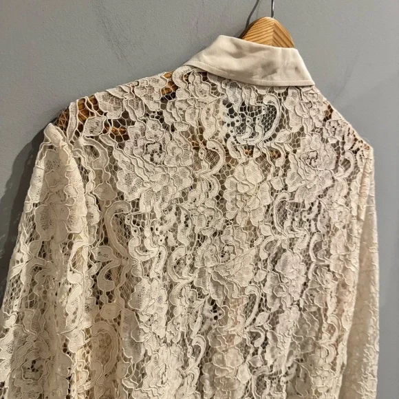 NEW L'Agence Maia Lace Button Front Blouse in Vintage White, Size S - Picture 13 of 15